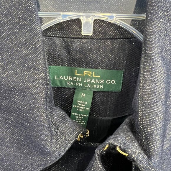 Lauren Ralph Lauren LRL Double Breasted Metallic Blue Denim P-Coat Women’s Sz. M - Picture 2 of 11